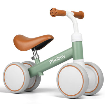 Phobby Baby Balance Bike For 1 2 3 Years Old Boys Girls, 4 Wheels Toddler Bike With Adjustable Seat, 12-36 Months Kids First Bir