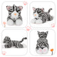 Muiteiur 4 Piece Cat Plush Set, Mom Cat Stuffed Animal With 3 Baby Stuffed Kittens In Zipper Pouch, Cute Stuffed Cat For Kids Girls Boys, Great Gift For Valentines Birthday (Grey,15.7Inch)