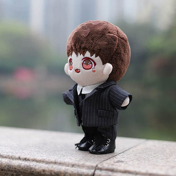 Niannyyhouse 6In/15Cm Plush Doll'S Clothes Suit Coat + Shirt + Vest + Tie + Pants 5-Piece Set Striped Suits (Black, 15Cm)