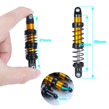 Que-T 4Pcs Aluminum Alloy Rc Shock Absorber For Axial Scx10 90046 D90 Trx4 Wraith 1/10 Crawler Car (80Mm)
