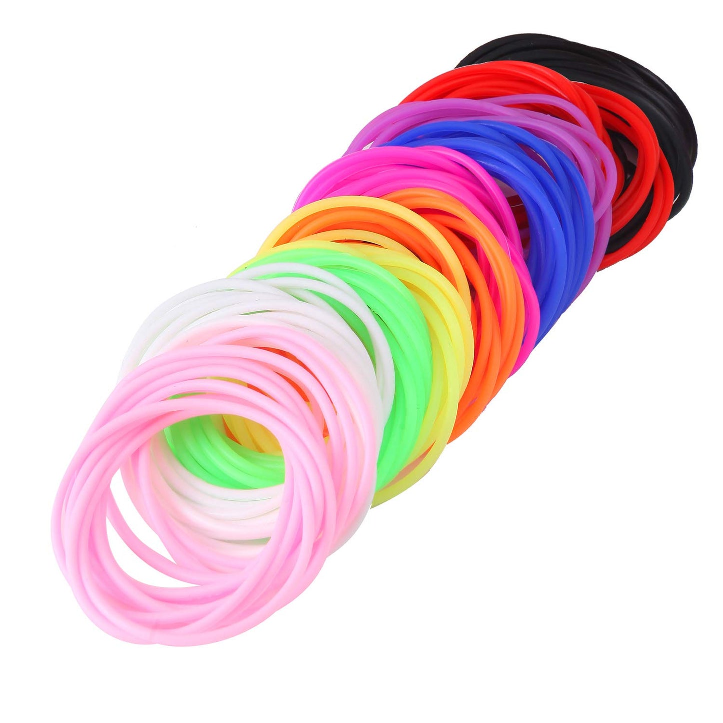 Senkary 120 Pieces Colorful Silicone Jelly Bracelets Nonluminous Stretchy 80s Bracelets Bands for Party Favors, Adults, Women, G