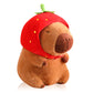 WAKSUN Capybara Plush Toy - Cute Strawberry Hat Design, Soft Plush Fabric, Ideal for Kids, Model YF02, Nature Color