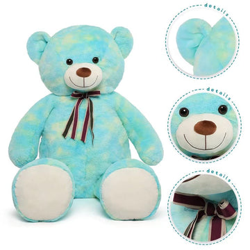 Tezituor 52In Giant Teddy Bear,Big Stuffed Animal Plush,Rainbow Green Soft Gifts For Valentine, Christmas, Birthday.