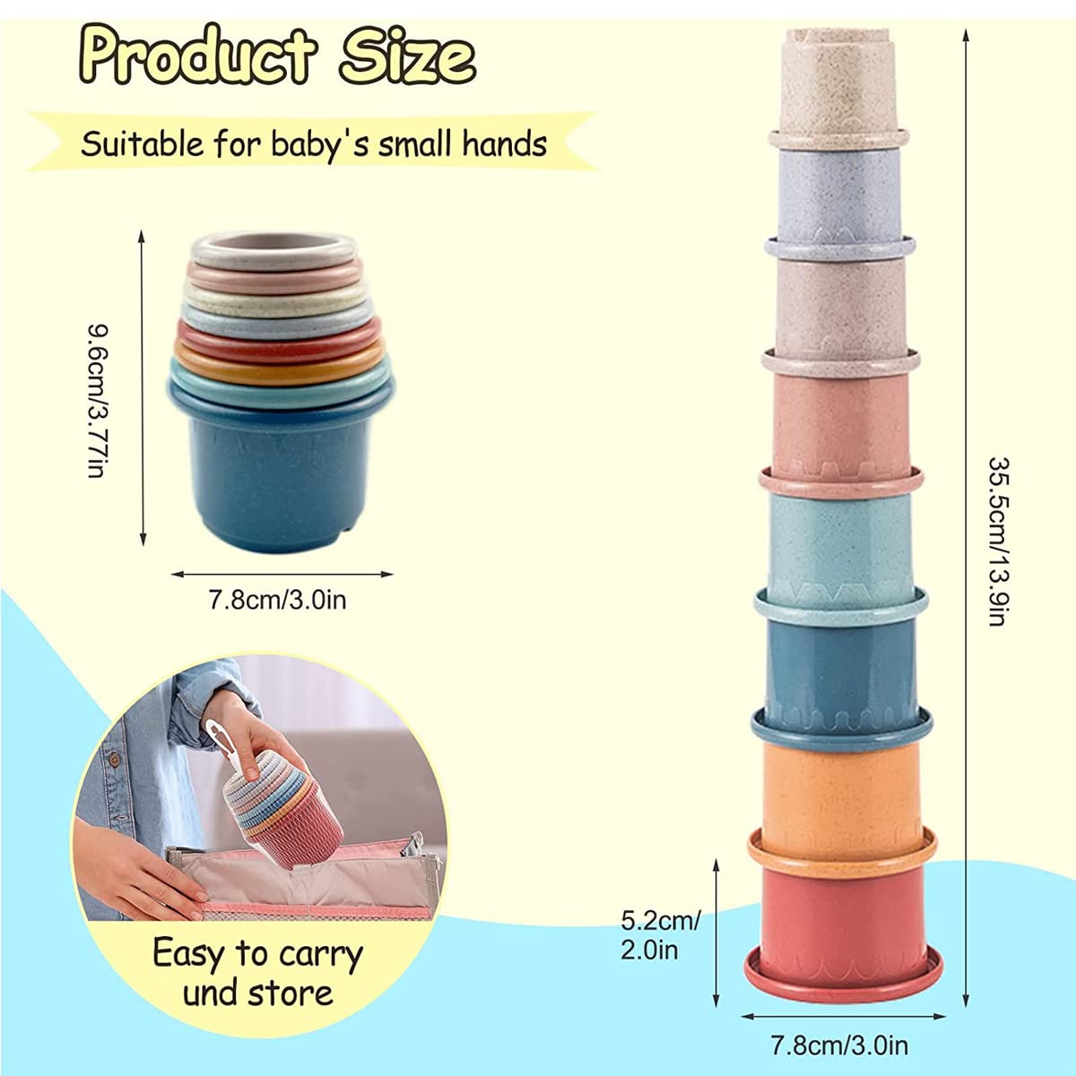 Cosaway Baby Stacking Nesting Cups Toy, Montessori Toys For Toddlers 6+ Months