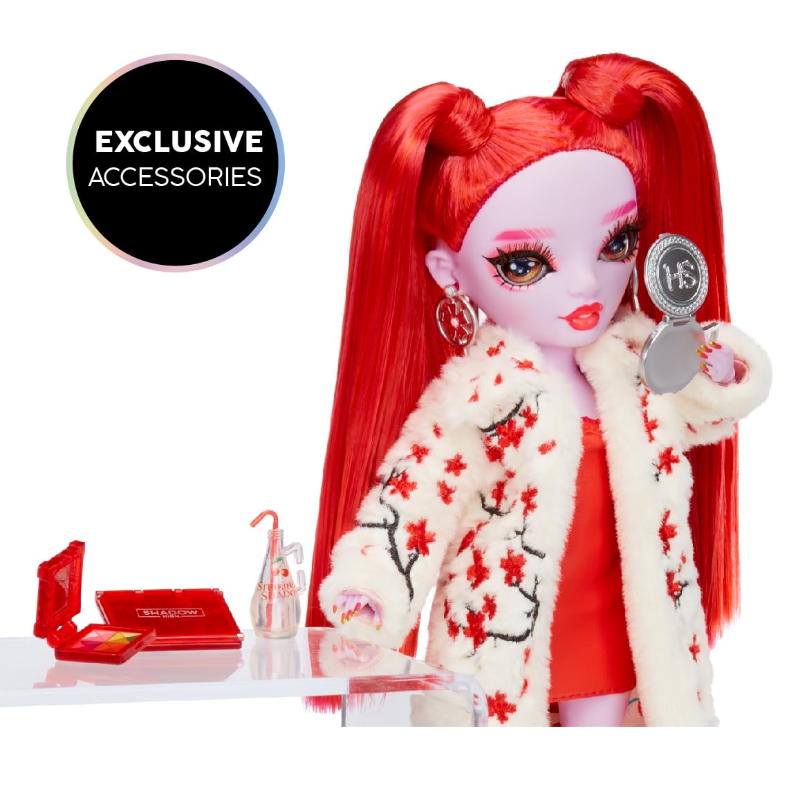 Rainbow High Shadow High Rosie Red Fashion Doll - Extra Long Hair, 10+ Accessories, Grey & Rainbow Colors, Model 592792EUC