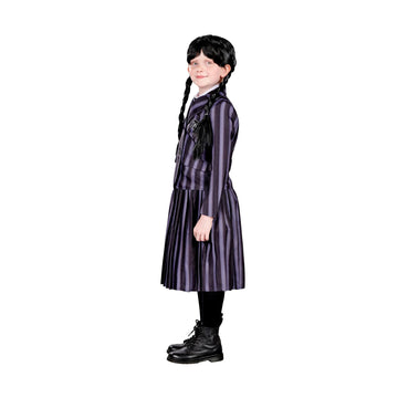 Wednesday Inspired gothic girl School Uniform child costume  Small