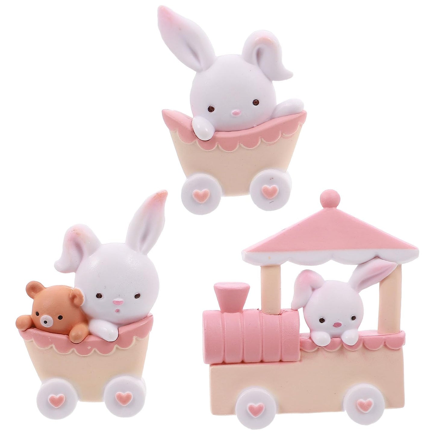 Pretyzoom 3Pcs Mini Train Ornaments Set Mininature Resin Rabbit Decoration Bunny Figurine Bunny Birthday Decorations Easter Bunn