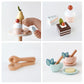 PairPear Tea Party Set Dessert Stand Playset -Wooden Toys Pretend Play Food Kitchen Accessories for Toddler Tea Set Birthday Gif