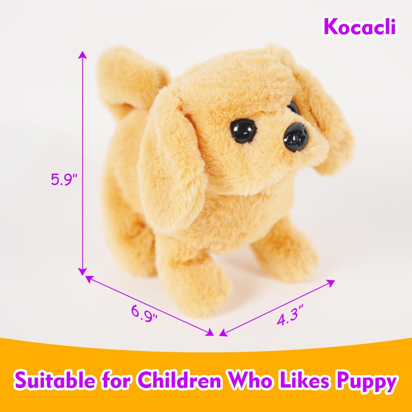 Kocacli Interactive Plush Puppy Toy Plush Golden Retriever Toy Puppy Electronic Interactive Dog - Walking, Barking, Tail Wagging