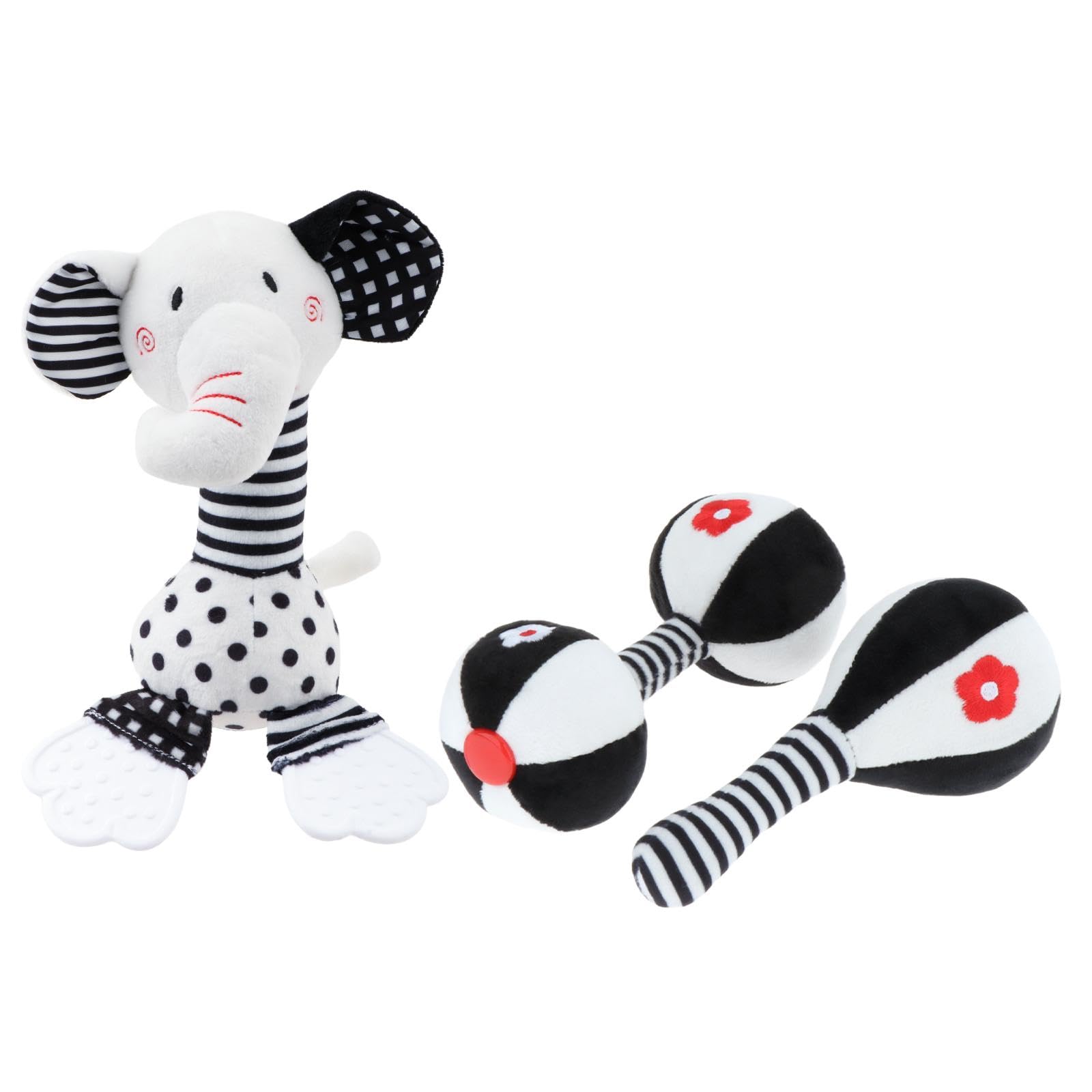 Atorse 3Pcs Baby Rattles Early Developmental Visual Development Dumbbell Rattle Toy