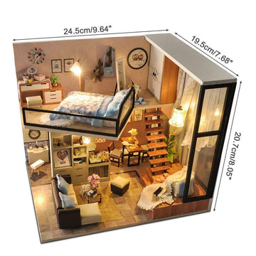 Unihobby Diy Dollhouse Kit With Dust Proof Cover 1:24 Scale Wooden Toy Gift