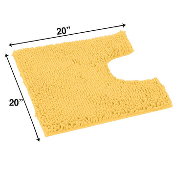 LuxUrux Bath Mat, U-Shaped contoured Rug for Around Toilet, Super Absorbent Shaggy Bath Rug Machine Wash  Dry, Yellow