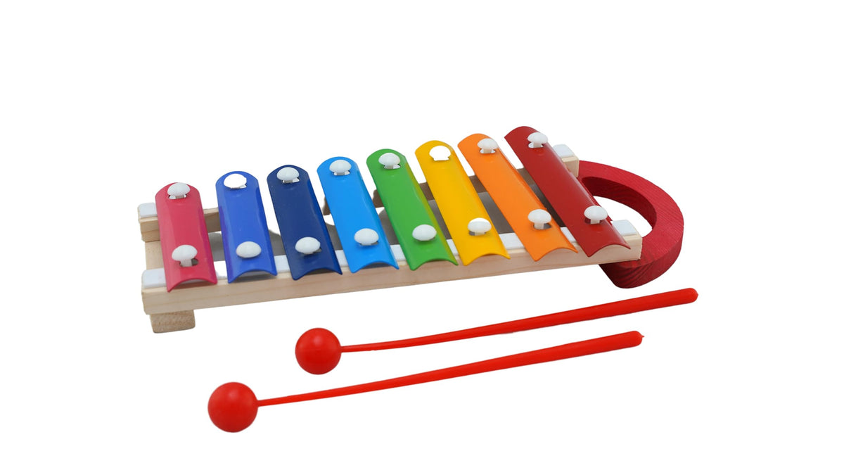 Playminds Ecofriendly Wooden Multicolor Xylophone With 8 Note And 2 Mallets  Musical Toy ( Xylophonewith Handle)