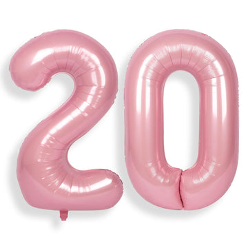Suwen 40 Inch Pink Large 20 Number Balloons Big Foil Helium Number Balloons 0-9 Jumbo Happy 20Th Mylar Birthday Party Decoration