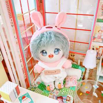 Niannyyhouse Rabbit Suit Dress Up Hoodie Corduroy Overalls Shoes 7.8In(20Cm) Plush Doll Stuffed Figures Toys Clothes Accessories
