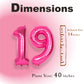 Suwen 40 Inch Hot Pink Large 19 Number Balloons Big Foil Helium Number Balloons 0-9 Jumbo Happy 19Th Mylar Birthday Party Decora