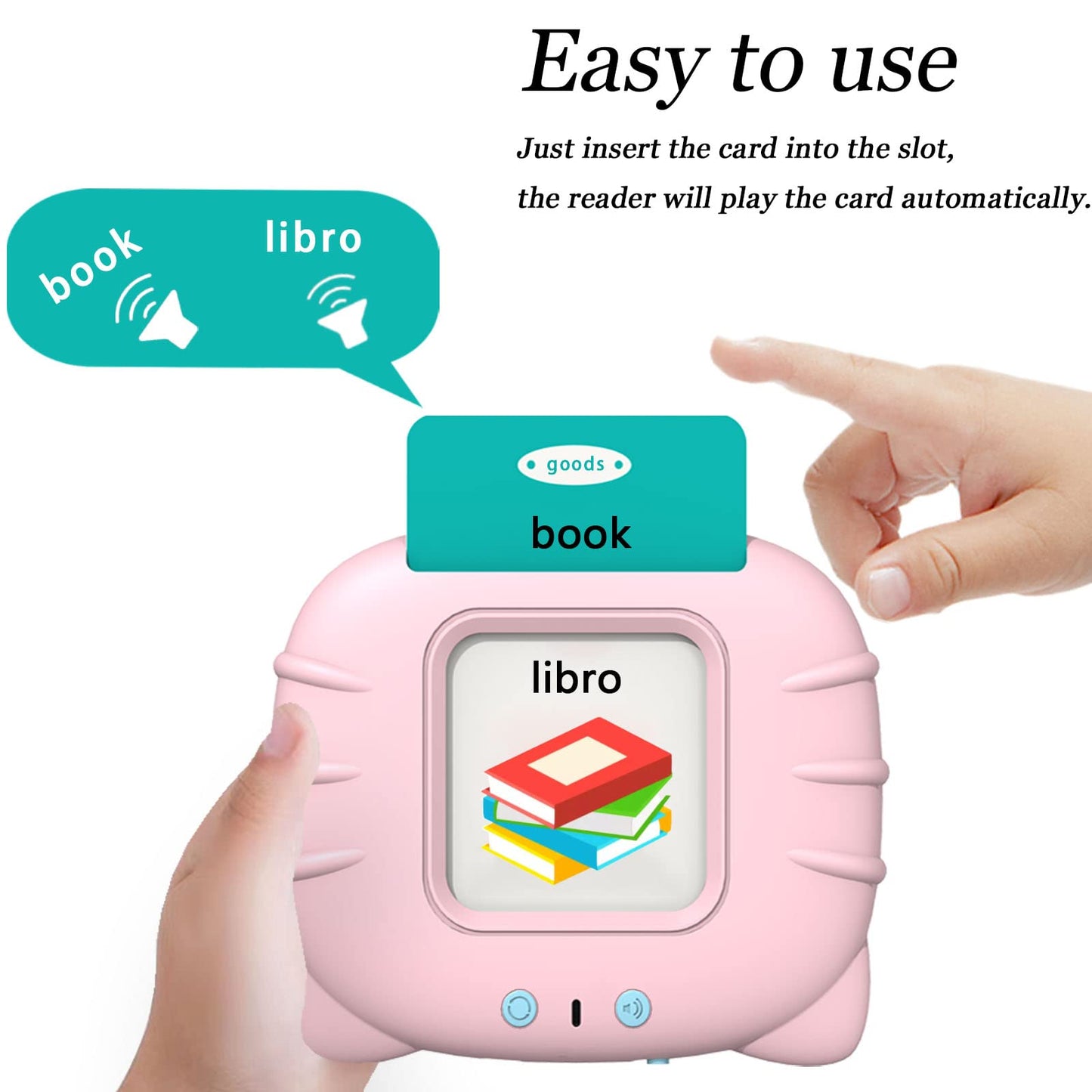 Startcan Spanish & English Talking Flash Cards - 258 Cards, 516 Words, Medium Size, Bilingual Pink, Plastic Educational Toys for Toddlers