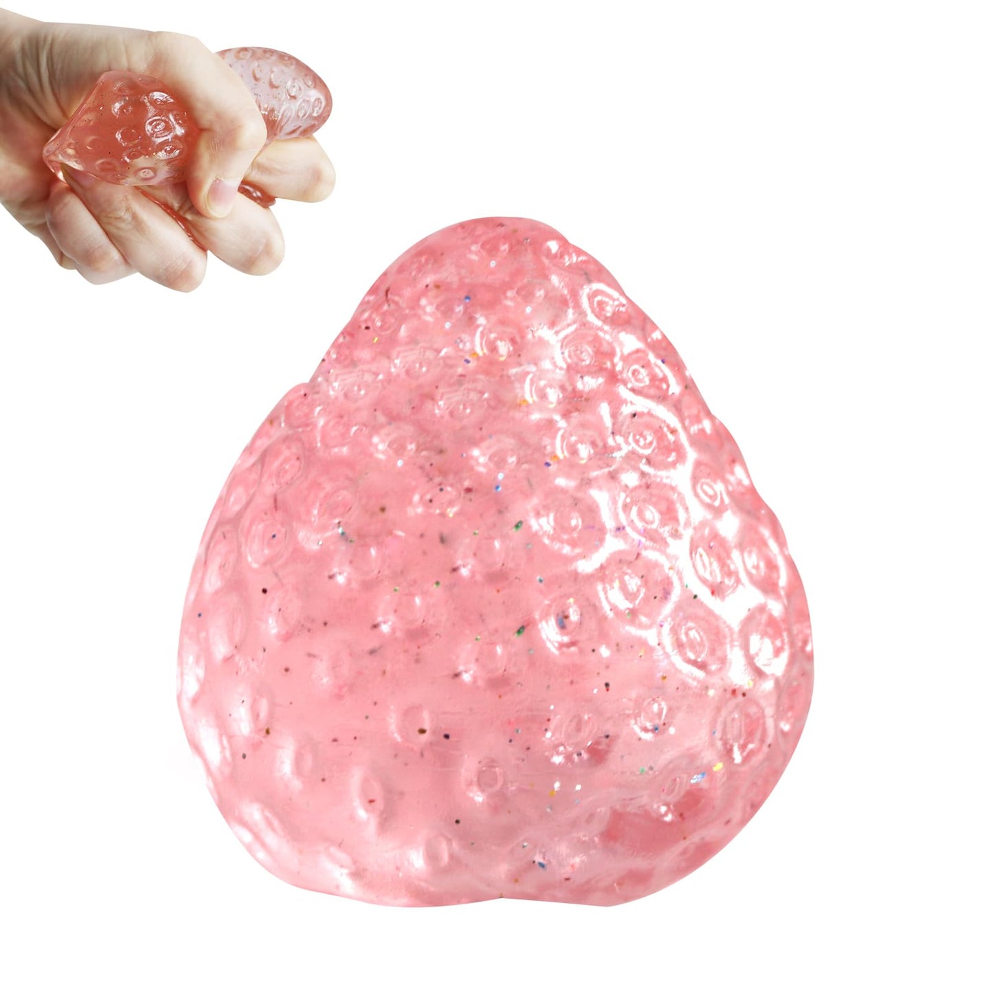 Handmade Strawberry Taba Squishy Toys,Kawaii Strawberry Squishies Squeeze Toys, Cute Strawberry Kawaii Novelty Things(Glitter Pi