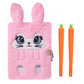 Luolizon Bunny Diary With Lock For Girls,Kids Cute Fuzzy Journal Girls Fluffy Rabbit Notebook Age 8-12 Set With 2 Carrot Pens For Easter Day,Birthday,New Year