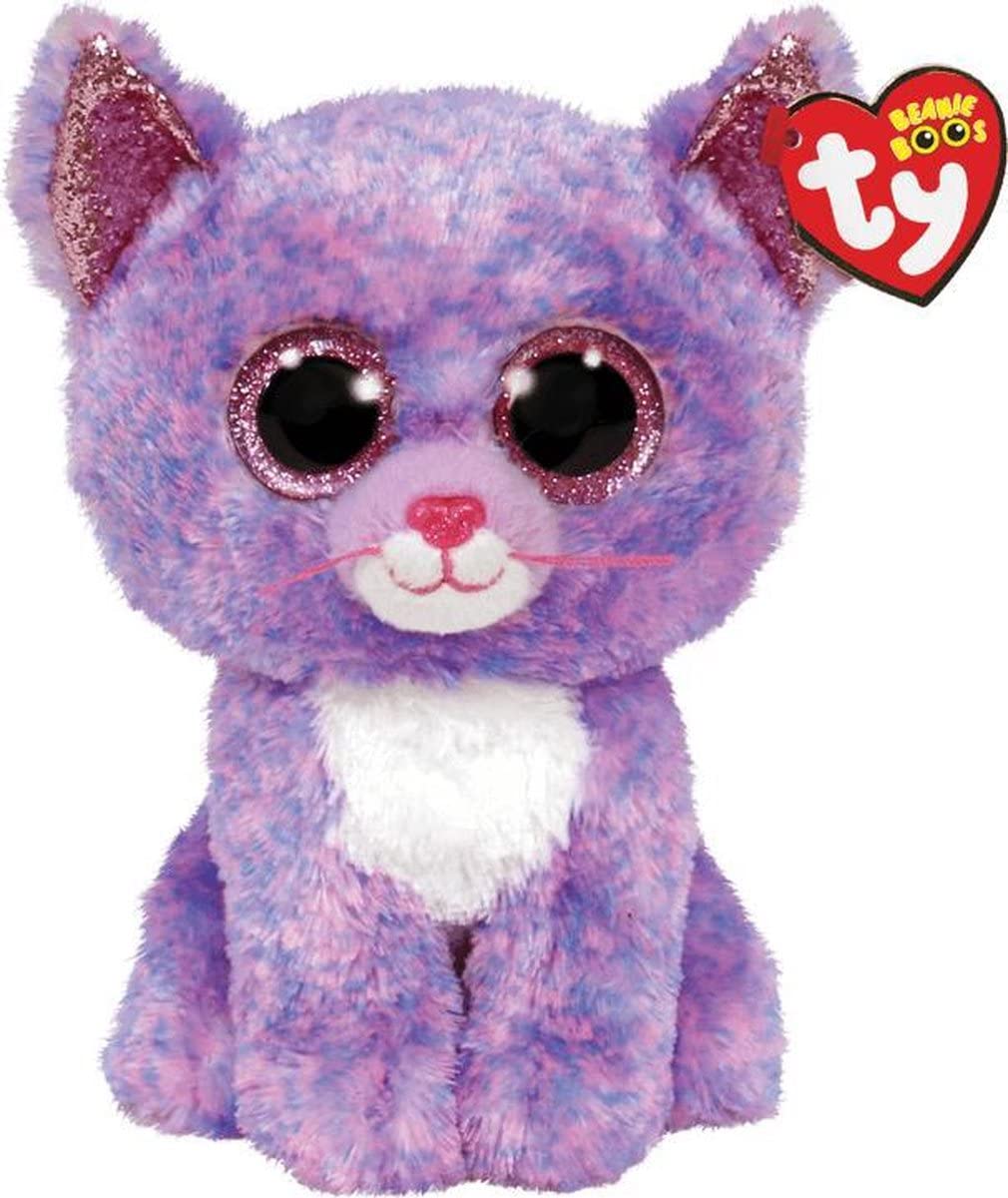 Ty Cassidy Cat Beanie Boo Stuffed Animal, 15cm, Multicoloured, Polyester, Model 2007521