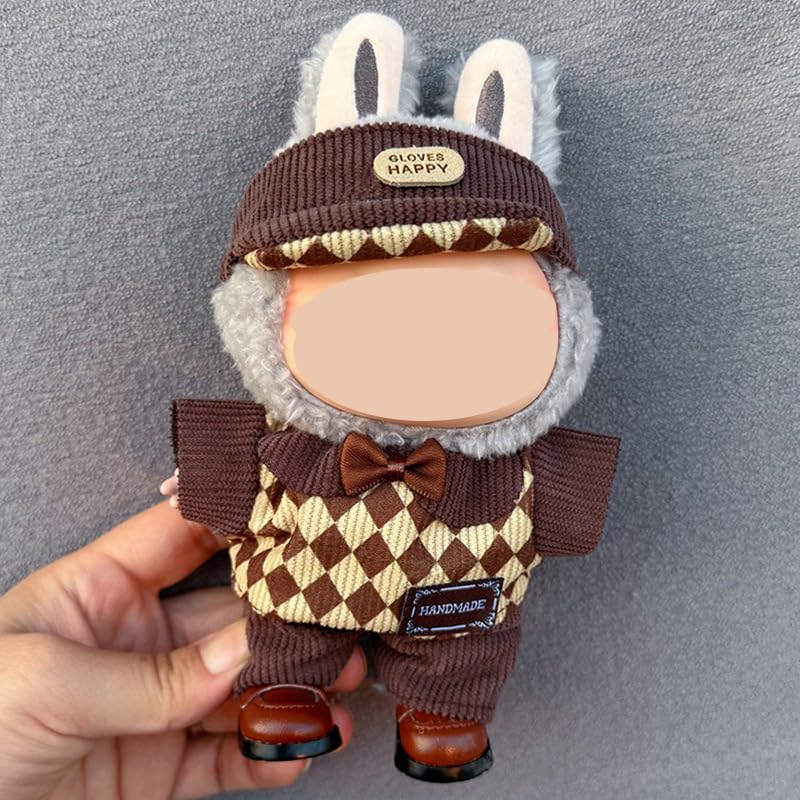 SILFGRLF Handcrafted Crochet Clothes Set for 17cm Labubu Doll  3-Piece Knitted Outfit with Accessories (RC29)