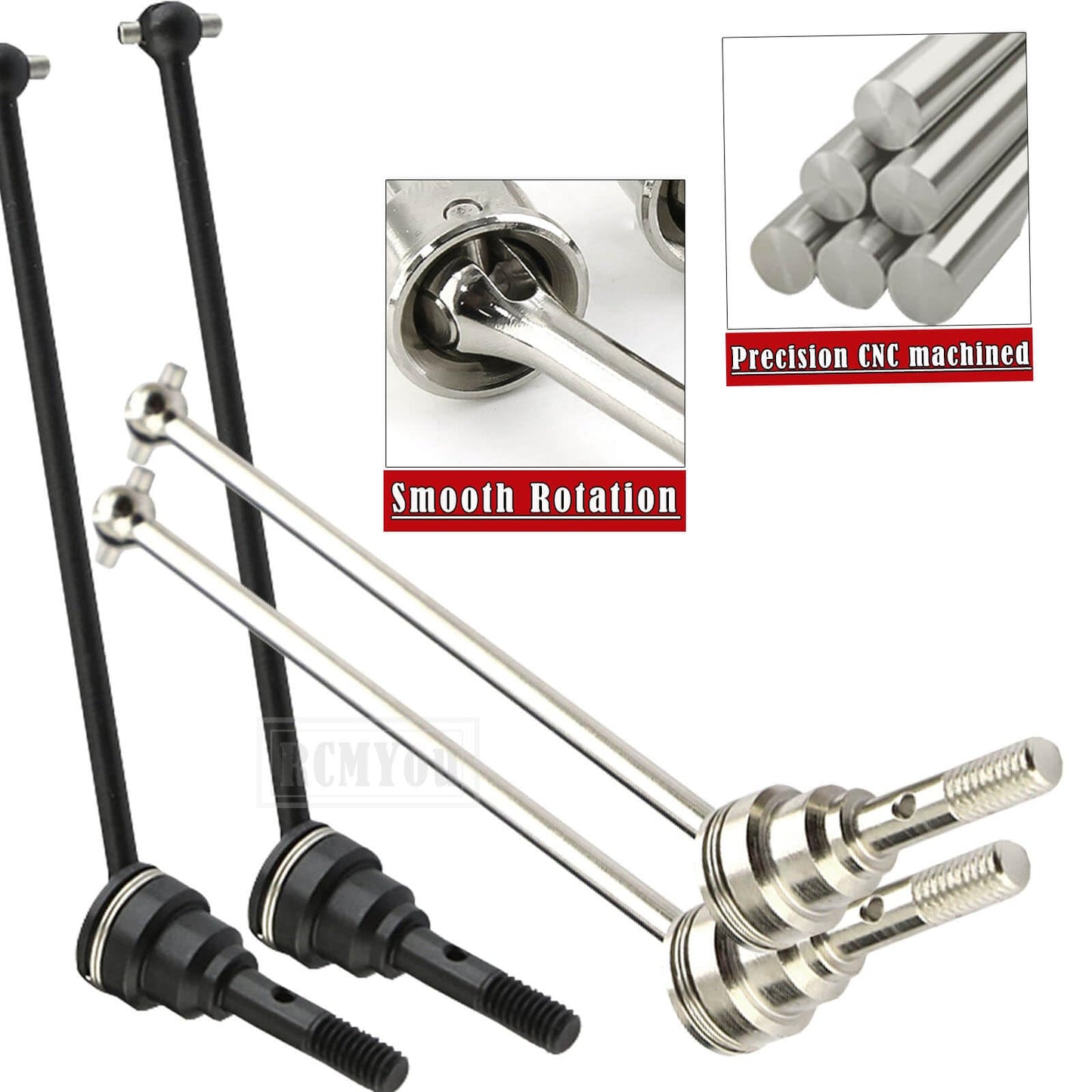 RCMYou Drive Shaft Axles Upgrades for 1/16 E-Revo/E-Revo VXL,Front Rear #45 Steel Driveshafts CVD Upgrades Parts Hop-up,Replace