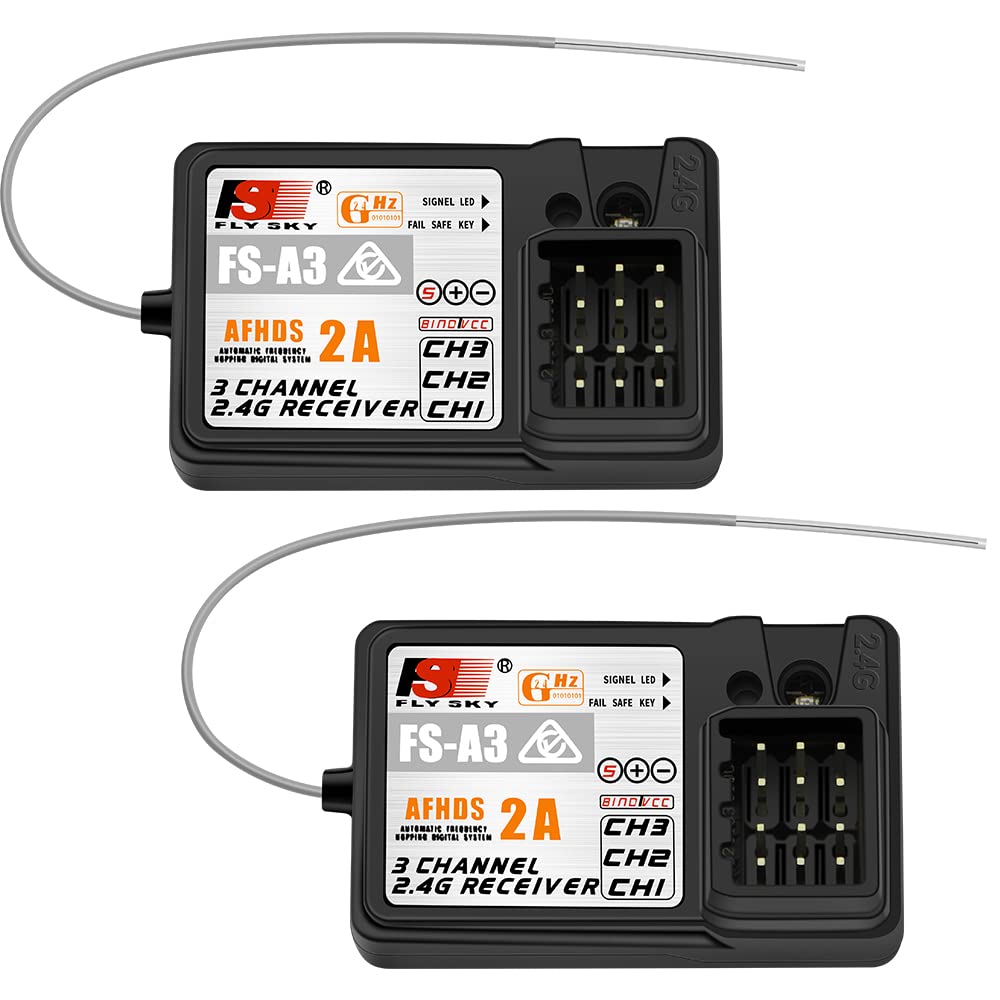 Flysky Fs-A3 3Ch Receiver 2.4G Afhds 2A For Flysky Fs-Gt5 Fs-Gt2E Fs-Gt2F Fs-Gt2G Fs-It3B Fs-It3C Transmitter (2 Pcs)