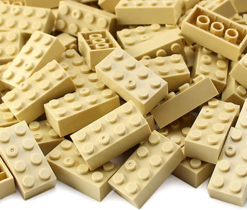 100 Piece Tan Bricks Bulk, Tan 2X4 Building Bricks Flat, Compatible With Lego Parts And Pieces: 2X4 Tan Bricks(Color: Tan)