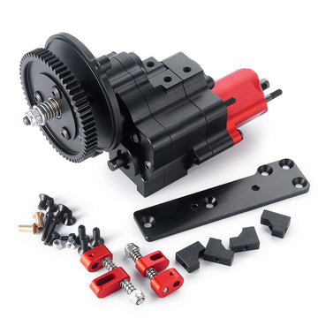 RCHUBAM Metal Complete Transmission Case Gearbox with Dig Gear 2 Speeds for 1:10 Axial SCX10 RC Crawler Car