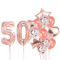 Pop The Party Rose Gold Balloon For 50th Birthday Large Pack of 17 | Rose Gold Confetti Star and Heart Foil Balloon Bouquet For