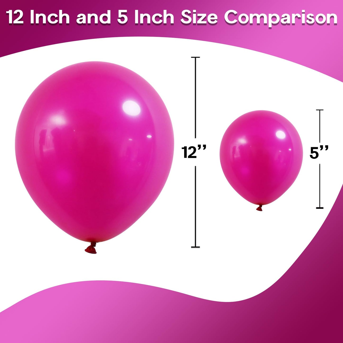 Jobkoo 5 Inch Hot Pink Balloons, 60 Pcs Neon Pink Party Balloon Small Bright Pink Birthday Balloons 5'' Mini Magenta Fuschia Pin