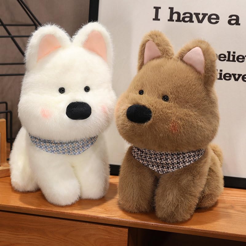 WUFUVAP Cute West Highland White Terrier Dog Stuffed Animals Soft West Highland Plush Scottish Terrier Westie Puppy Stuffed Dog Plushies Gifts for Kids (White)