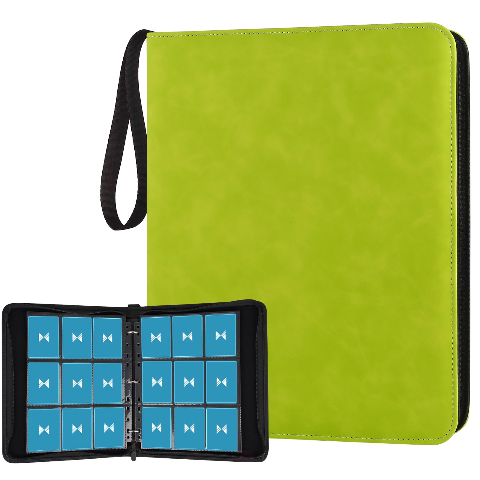 GERMUN 720 Card Binder  enhanced Trading Card Binder  9 Pocket Double Sided Pocket PU Card Collection Binder  Collector Card Album  Card Folder for MTG  TCG  Sports Cards  Game Cards (Grass Green)