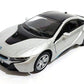 Kinsmart New 1:36 Display - Silver Color Bmw I8 Diecast Model Car