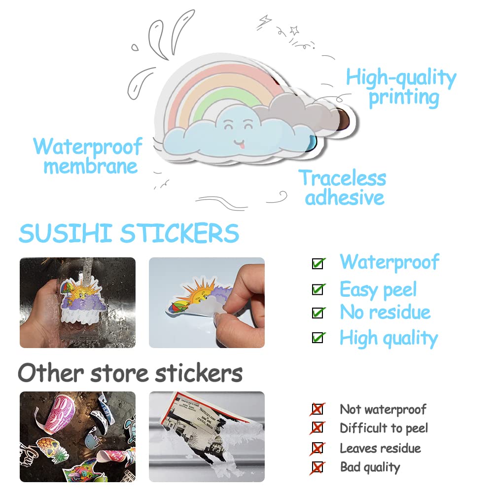 Susihi Weather Stickers Cloud Stickers For Water Bottles Weather Stickers Pack For Laptop (50Pcs)