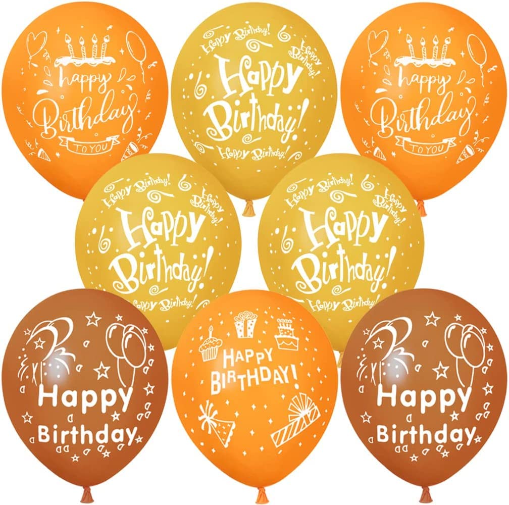 Taihebb Orange Birthday Balloons, 50 Pcs Letter Print Balloons For Girls, Birthday Party Decoration, Suitable For Baby Shower
