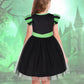 Marendyee Black Witch Costume Girls Halloween Toddler Kids Tulle Dresses Flutter Sleeve (6-7 Years)