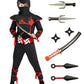 Zuffeloria Kids Ninja Costume with 7 Safe Plastic  - Boys Halloween Cosplay Outfit with Ninja decorative replica blade  Kunai  Shuriken & Accessories(M 8-10 years)