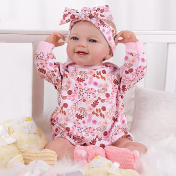 Babeside 3Pcs Reborn Baby Doll Clothes For 17-22 Inch Dolls, Baby Doll Outfit Accessories With Floral Pattern Fit Newborn Baby Dolls Girl, Pink