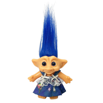 Lucky Vintage Troll Dolls, Lucky Doll Chromatic Adorable For Collections, School Project, Arts And Crafts, Party Favors- 7.5' Tall(Include The Length Of Hair) (Dark Blue)