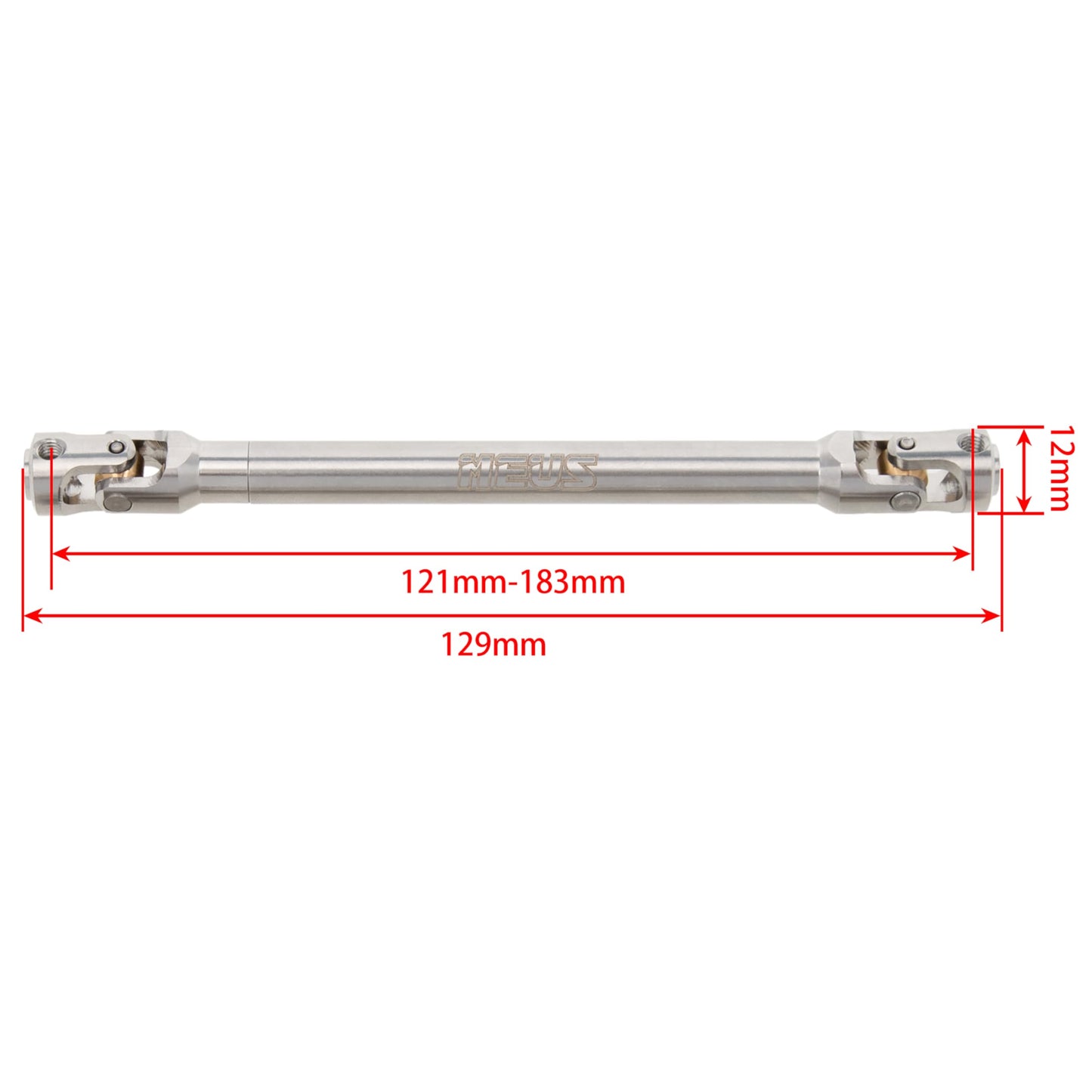 MEUS RACING Universal Driveshaft for SCX10 SCX10 II Wraith TRX4 1/10 RC Crawler Upgrades Parts, 121-183mm