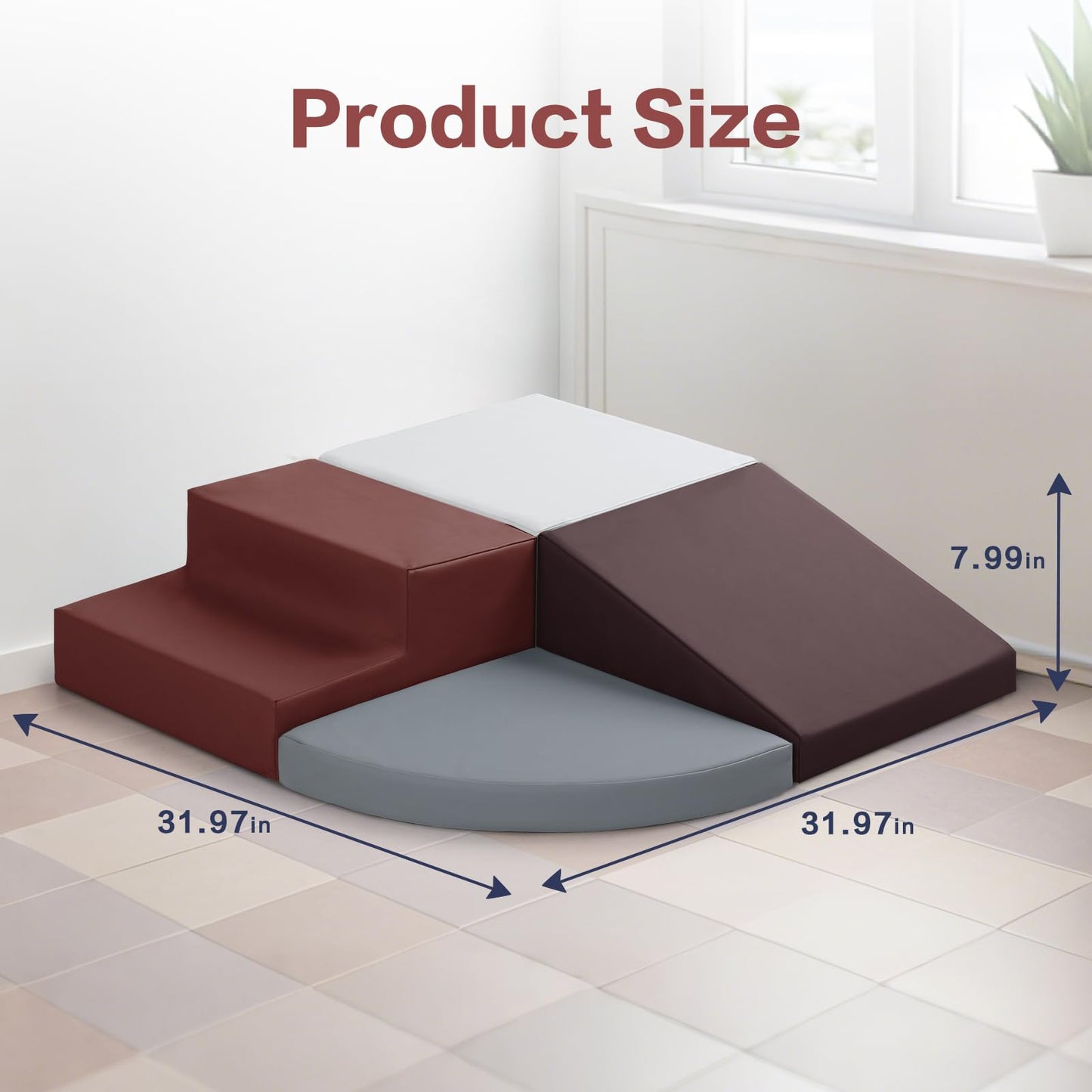 Sumbababy Toddler Climbing Foam Blocks: 4 PCS Waterproof PU Leather Playset - Soft Climber for Kids - Fun Indoor Playground for Girls - Great Preschool & Daycare Gift