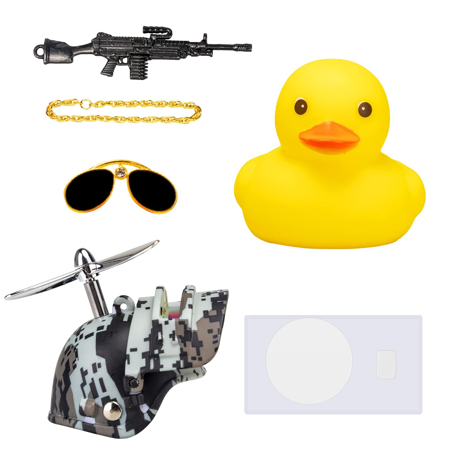 Wonuu Rubber Yellow Duck Car Ornaments Cool Duck Car Dashboard Decorations With Propeller Helmet Sunglasses (Digital Camo-Yellow G)