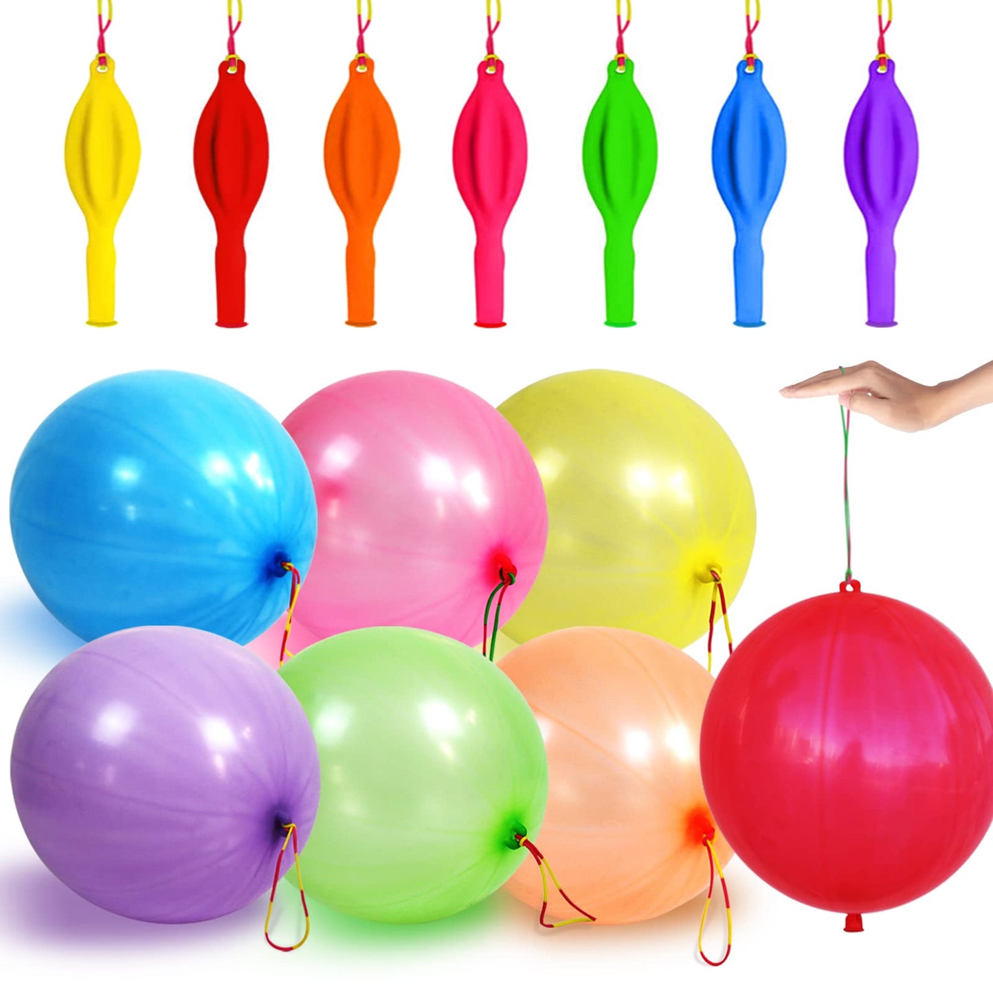 Leezzizz 41Pcs Punch Balloons, Thickened Neon Punching Balloon Heavy Duty With Rubber Band Handle Birthday Party Favors For Kids