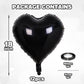 12 Pcs Heart Balloons, 18 inch Black Heart Shaped Balloons, Big Heart Mylar Helium Balloons, Heart Love Foil Balloons for Weddin