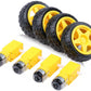 Qbm 4 Duel Shaft Bo Motor 150 Rpm With Wheel, Black And Yellow Dc Electric Motor 36V Dual Shaft Geared Tt Magnetic Gearbox Engi