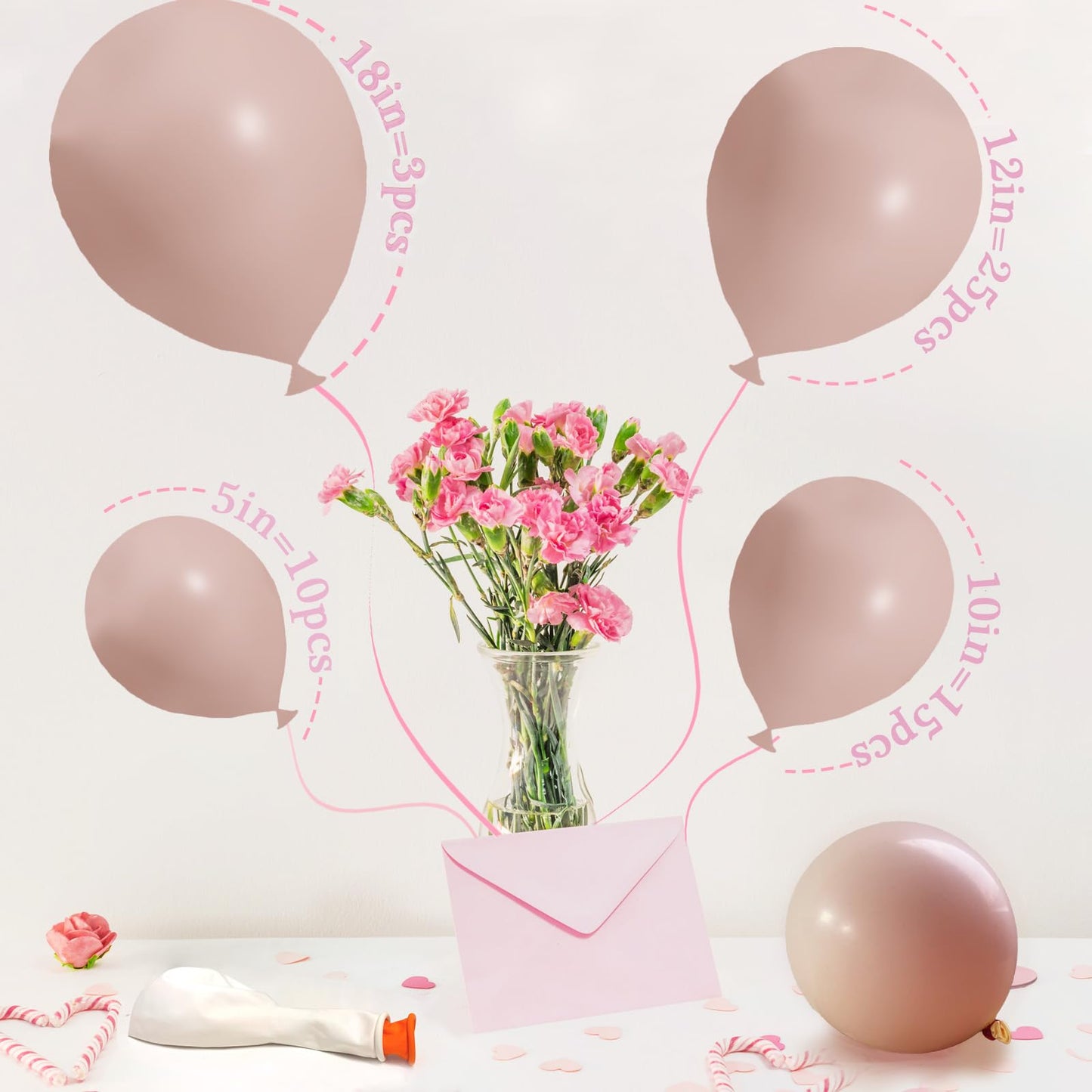 Scmdoti Matte Pink Balloons Different Sizes 18 12 10 5 Inch,Double Stuffed Matte Light Pink Balloon Arch Garland (Soft Baby Pink