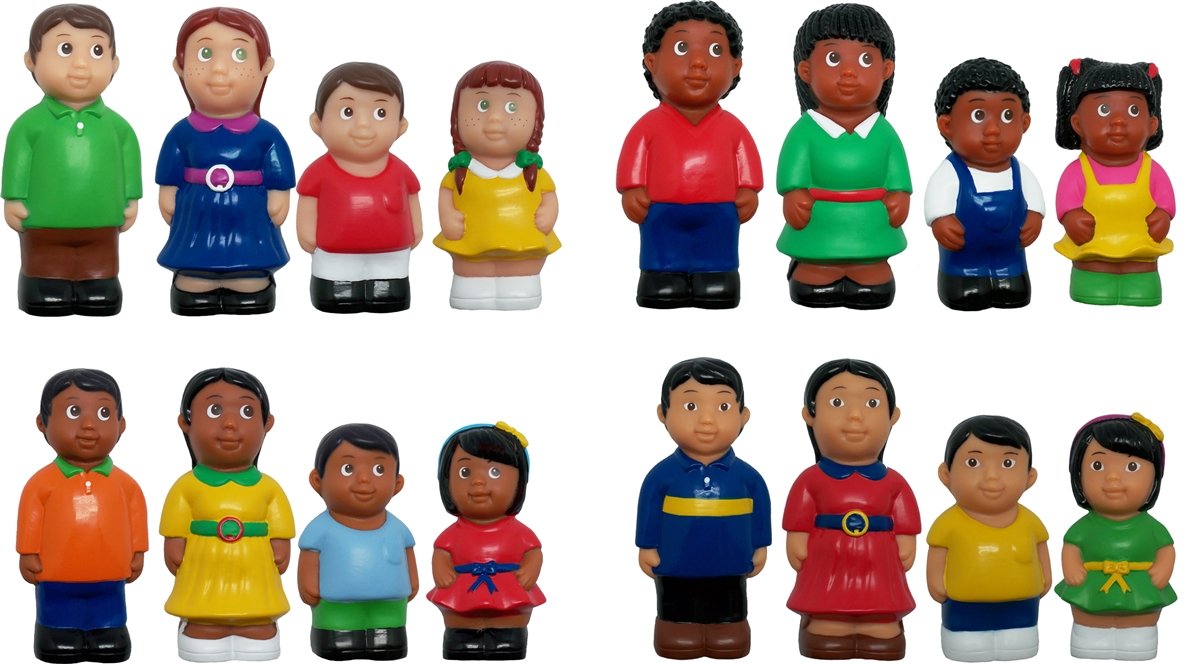 Get Ready Kids Multicultural Famly Figures Set Of 16, 5', Multi, 624