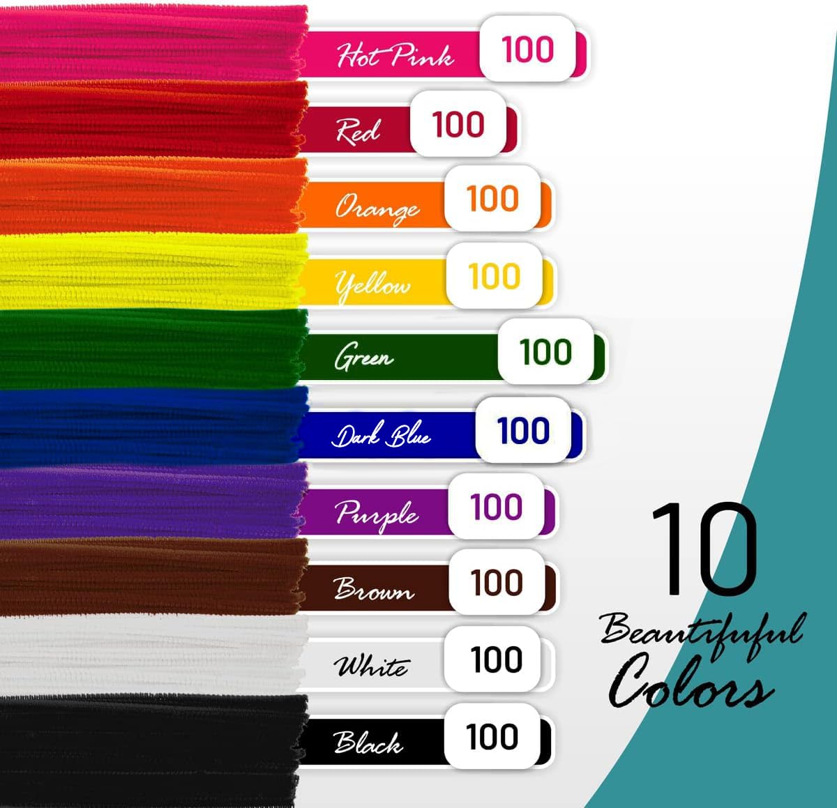 Pipe Cleaners- 100 Pc. Pipe Cleaner Assorted Colors 12    Chenille Stems, Pipe Cleaners Craft, Fuzzy Sticks Great Craft Supplies