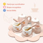 Wooden Afternoon Tea Set Toys for Toddlers Realistic Teapot Cups Carrying Tray Scoops Pretend Play Learning Role Play 12 pcs Pin